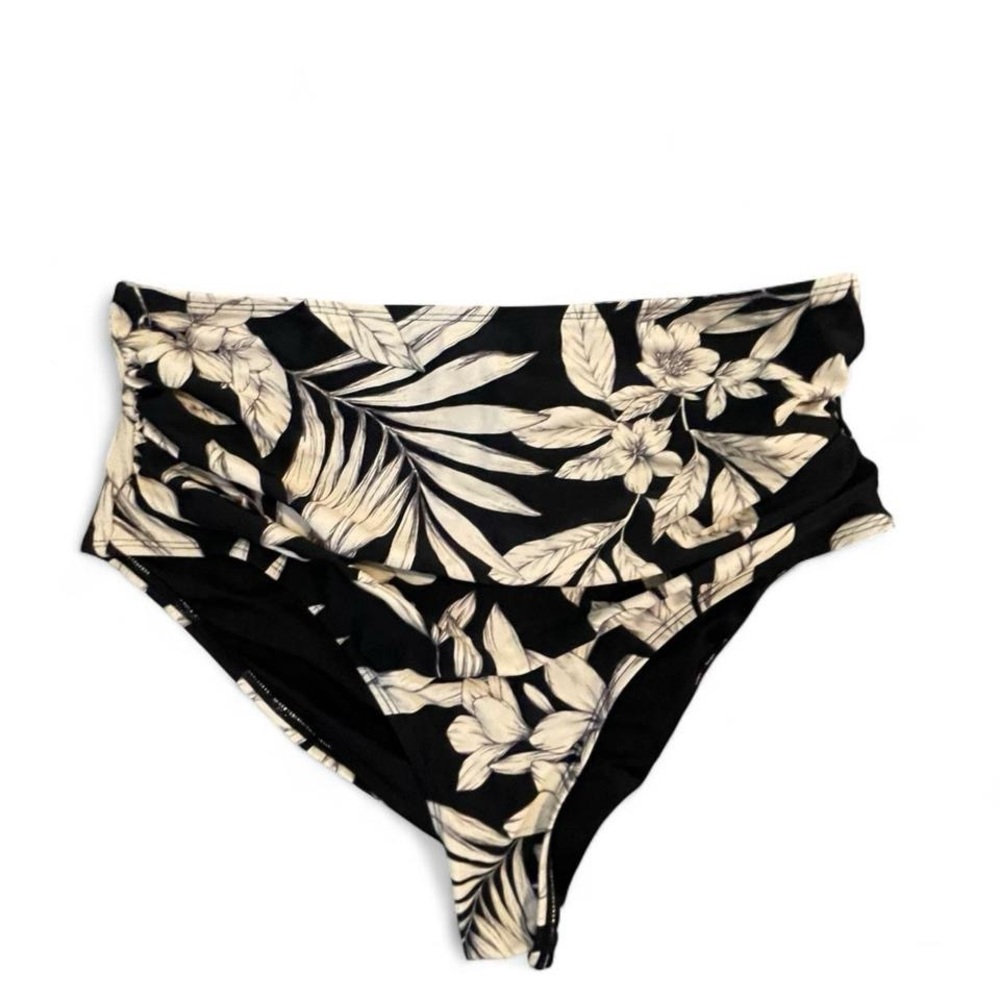 Floral Black and Cream Bikini Bottom